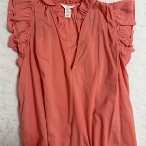 H&M Coral Ruffle Blouse